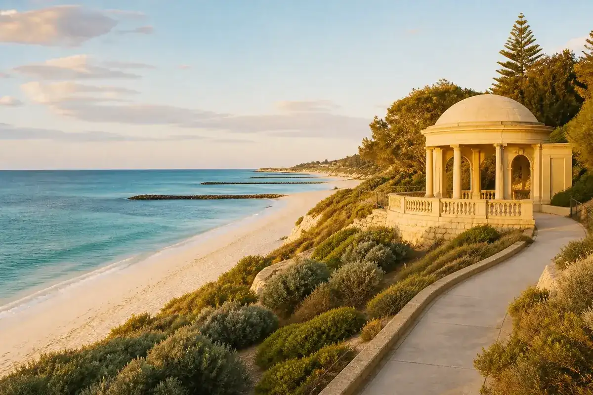 Perth coastline in warm evening light